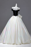 Navy Velvet and White Satin Long Prom Dress, Beautiful A-Line Backless Evening Formal Dress HZ0429