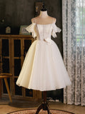 Light Champagne Spaghetti Strap Tulle Party Dress, Beautiful A-Line Evening Prom Dress HZ0429