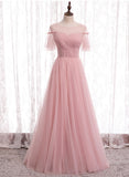 Pink Tulle Long Prom Dresses, A-Line Evening Dresses HZ0429