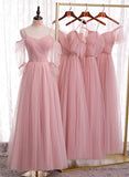 Pink Tulle Long Prom Dresses, A-Line Evening Dresses HZ0429