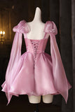 Pink Tulle Knee Length Prom Dress, Lovely A-Line Evening Party Dress HZ0429
