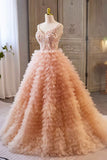 Beautiful Tulle Layers Long Prom Dresses, A-Line Spaghetti Straps Evening Dresses HZ0429