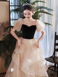 Cute Velevt Tulle Long Prom Dress, Lovely Off Shoulder Evening Dress HZ0429