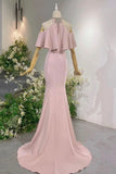 Mermaid Halter Long Prom Dress, Black/Pink Off the Shoulder Evening Party Dress HZ0429