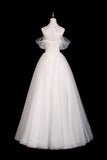 Beautiful Ivory Tulle Lace Floor Length Prom Dress, A-Line Sweetheart Neck Formal Dress HZ0429