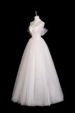 Beautiful Ivory Tulle Lace Floor Length Prom Dress, A-Line Sweetheart Neck Formal Dress HZ0429