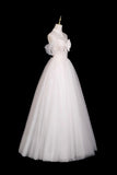 Beautiful Ivory Tulle Lace Floor Length Prom Dress, A-Line Sweetheart Neck Formal Dress HZ0429