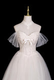 Beautiful Ivory Tulle Lace Floor Length Prom Dress, A-Line Sweetheart Neck Formal Dress HZ0429