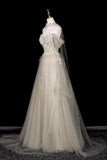 Elegant Off Shoulder Party Dress with Floral Bodice and Soft Tulle Skirt HZ0429