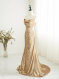 Gold Sequins Long Prom Dress, Mermaid Shiny Backless Evening Party Dress HZ0429