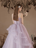 Beautiful Light Purple Tulle Long Prom Dress, Purple A-Line Straps Evening Formal Dress HZ0429