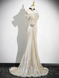 Mermaid Off the Shoulder Party Dress, Beautiful Champagne Evening Party Dress HZ0429