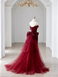 Off the Shoulder Floor Length Satin Prom Dress, Mermaid V-Neck Evening Party Dress HZ0429
