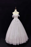 Lilac Off-Shoulder Lace Tulle Formal Gown, Princess A-Line Evening Dress with 3D Embroidered Bodice HZ0429