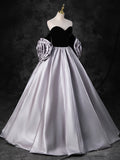 Black Sweetheart Neck Velvet Floor Length Formal Dress, Detachable off Shoulder Chic Party Dress HZ0429