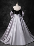 Black Sweetheart Neck Velvet Floor Length Formal Dress, Detachable off Shoulder Chic Party Dress HZ0429
