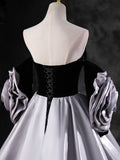 Black Sweetheart Neck Velvet Floor Length Formal Dress, Detachable off Shoulder Chic Party Dress HZ0429