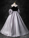 Black Sweetheart Neck Velvet Floor Length Formal Dress, Detachable off Shoulder Chic Party Dress HZ0429