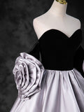 Black Sweetheart Neck Velvet Floor Length Formal Dress, Detachable off Shoulder Chic Party Dress HZ0429