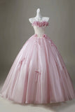 Sweetheart Neck Pink Ball Gown with 3D Flowers and Bow Details ¨C Formal Evening Dress HZ0429
