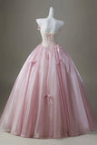 Sweetheart Neck Pink Ball Gown with 3D Flowers and Bow Details ¨C Formal Evening Dress HZ0429