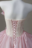 Sweetheart Neck Pink Ball Gown with 3D Flowers and Bow Details ¨C Formal Evening Dress HZ0429