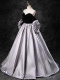 Black Sweetheart Neck Velvet Floor Length Formal Dress, Detachable off Shoulder Chic Party Dress HZ0429