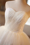 White Tulle Lace Short Prom Dress, White A-Line Sweetheart Neck Party Dress HZ0429