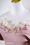 Blushing Pink Beading Appliques Prom Dress, Beautiful Off the Shoulder Party Dress HZ0429