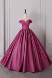 Luxury Shimmering Hot Pink Glitter Off-the-Shoulder Evening Dress,  Floor-Length Ball Gown HZ0429