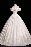 Cute Butterfly Print Satin Long Prom Dress, A-Line Off the Shoulder Evening Party Dress HZ0429