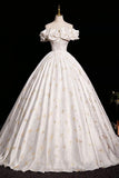 Cute Butterfly Print Satin Long Prom Dress, A-Line Off the Shoulder Evening Party Dress HZ0429