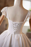 A-Line Tulle Lace Short Prom Dress, White Knee Length Prom Party Dress HZ0429