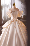 White Satin Long Prom Dress, White A-Line Sweetheart Neck Evening Party Dress HZ0429