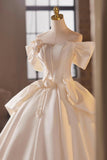 White Satin Long Prom Dress, White A-Line Sweetheart Neck Evening Party Dress HZ0429