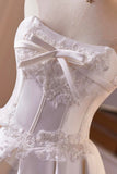 White Satin Lace Short Prom Dress, A-Line Sweetheart Neck Party Dress HZ0429