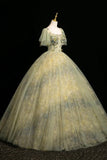 Sage Green Flower Fairy Long Prom Dress, A-Line Square Neckline Short Sleeve Formal Dress HZ0429