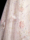 Dusty Pink Tulle Sequins Floor Length Prom Dress, Beautiful A-Line Evening Party Dress HZ0429
