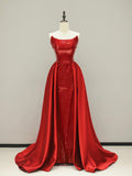 Wine Red Sequin Mermaid Evening Dresses with Overskirt, Elegant Strapless Party Dresses HZ0429