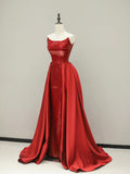 Wine Red Sequin Mermaid Evening Dresses with Overskirt, Elegant Strapless Party Dresses HZ0429