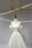Ivory Tulle Lace-up Long Prom Dress, A-Line Off the Shoulder Party Dress HZ0429