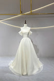 Ivory Tulle Lace-up Long Prom Dress, A-Line Off the Shoulder Party Dress HZ0429