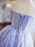 Lavender Appliques Sequins Party Dress, Beautiful A-Line Short Prom Dress HZ0429
