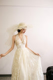 A-Line Tulle Lace Long Prom Dress, Elegant V-Neck Formal Evening Dress HZ0429