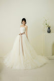 Ivory Tulle Lace Long Prom Dress, Beautiful A-Line Strapless Formal Evening Dress HZ0429