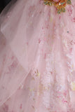 Pink Tulle Lace Long Prom Dress, Beautiful Pink A-Line Evening Party Dress HZ0429