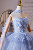 Blue Flower Fairy Beading Butterfly Prom Dresses, Cute A-Line Homecoming Dresses HZ0429
