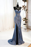 Blue Glitter Mermaid Prom Dress with Slit ¨C Sparkly Formal Evening Gown HZ0429