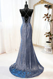 Blue Glitter Mermaid Prom Dress with Slit ¨C Sparkly Formal Evening Gown HZ0429